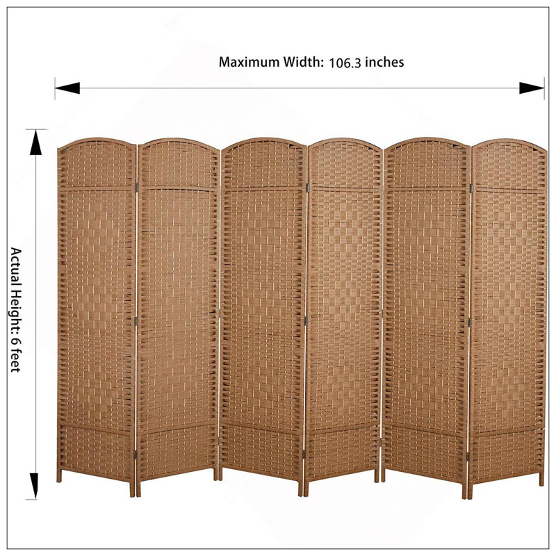 Paravent Roche, 6, Natural, 70.75" H x 106.25" W x 0.75" D