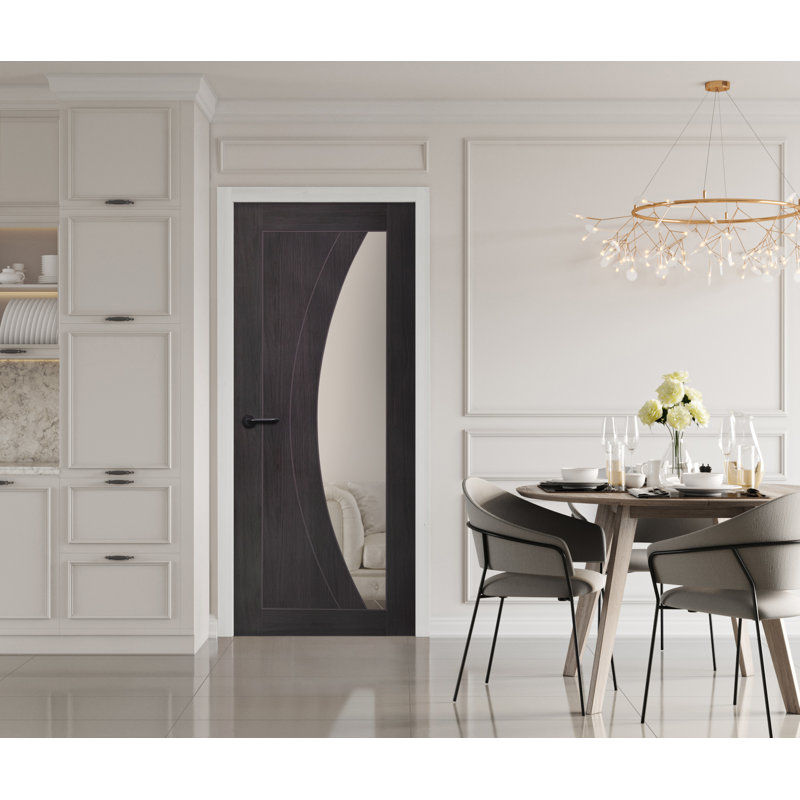 Internal Glazed Laminate White Grey Salerno, 204cm H x 72.6cm W x 4cm D