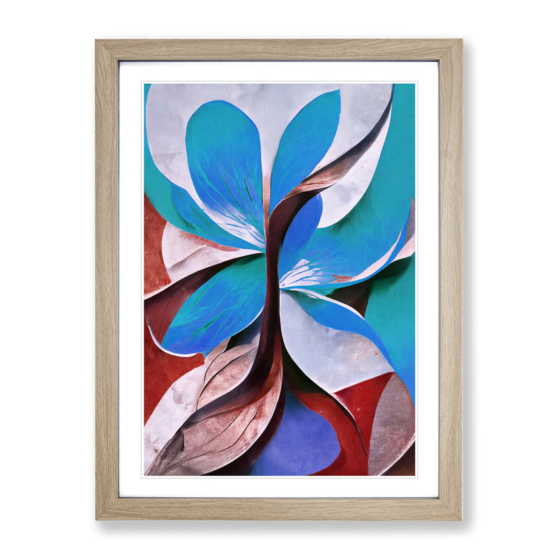 Stunning Abstract Flowers No.1 - Single Picture Frame Painting, 64cm H x 46cm W x 2cm D, Oak 