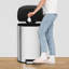 Stainless Steel D-Shape Trash Can 50L with Lid, Soft Close Step Garbage Can, Foot Pedal, Removable Inner Bucket for Kitchen Bathroom