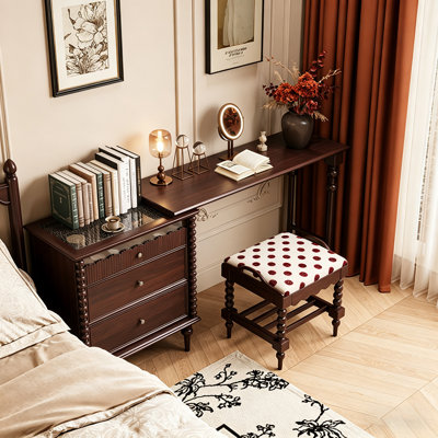 Retro Solid Wood Extendable Dresser & Vanity
