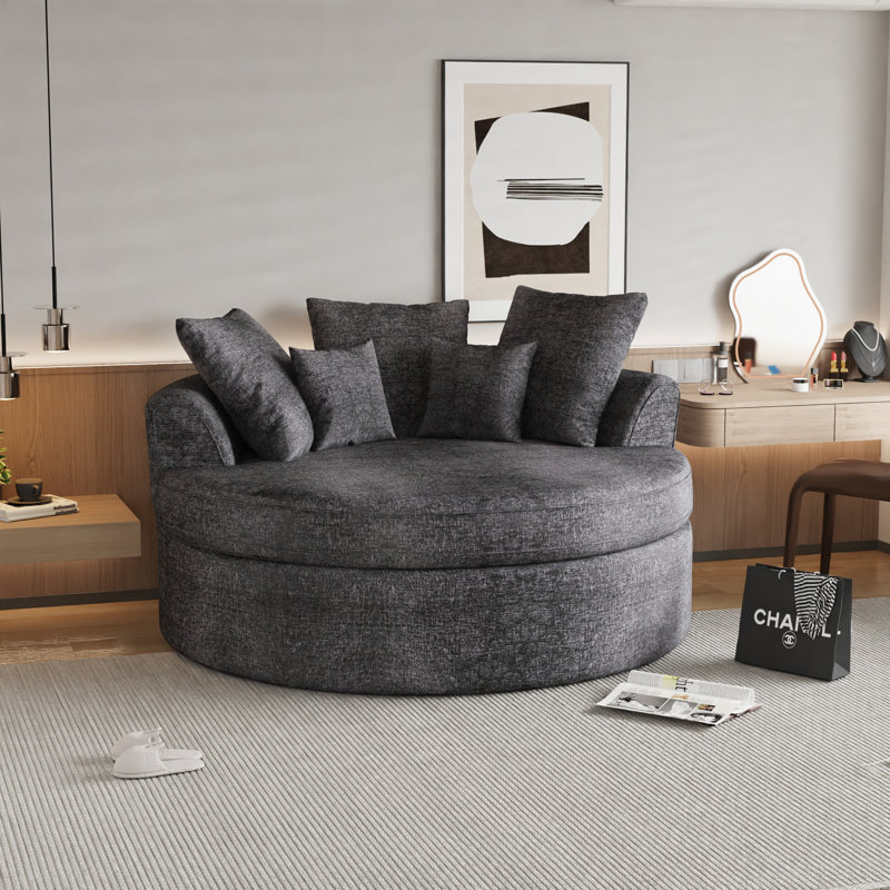 CanapÃ© rond moderne avec coussins moelleux, Grey
