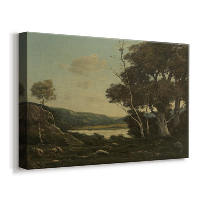 River Landscape with Large Trees-Henri Harpignies-Gallery Wrapped Canvas-1898