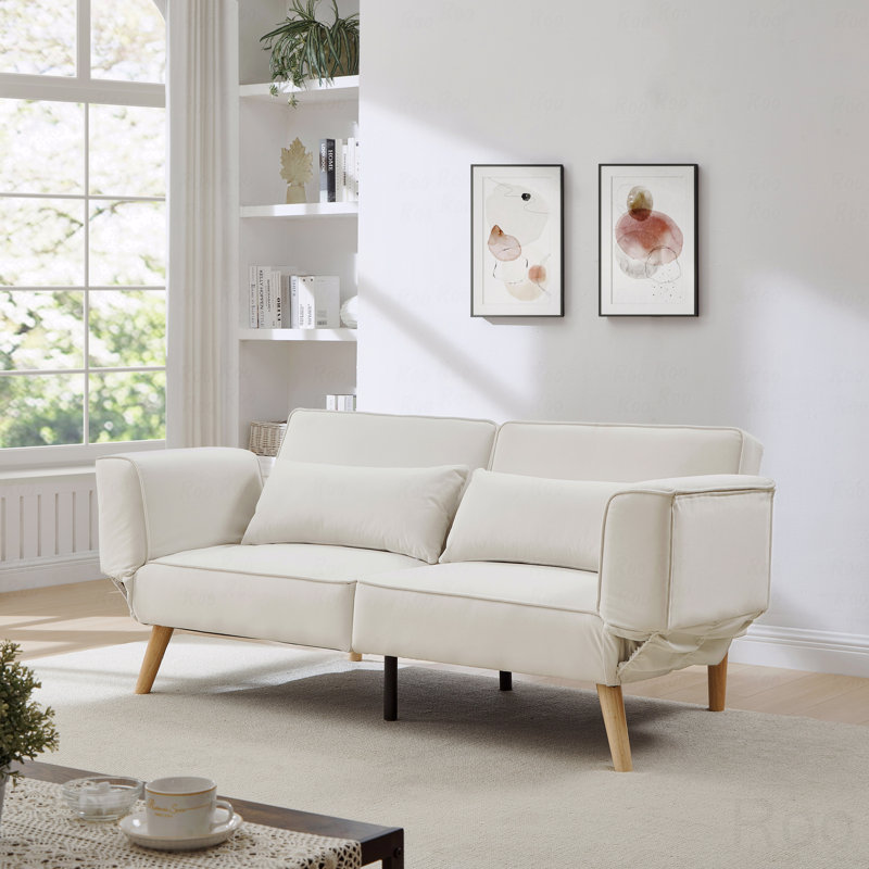 Futon canapé-lit avec accoudoirs réglables, réglable, Beige