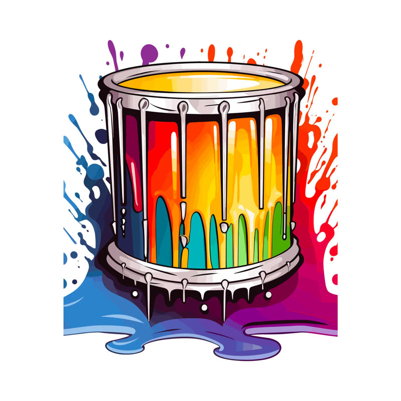 Groovy Paint Explosion Drum Digital Art Print, 42 cm H x 30 cm W