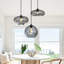 Luminaire suspendu en grappe 3 lumières avec globes en verre fumé Keymiah