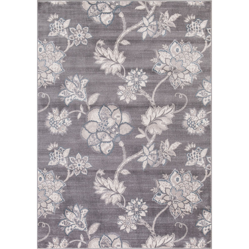 Tapis oriental gris tissé à la machine, Rectangle 8 pi x 10 pi
