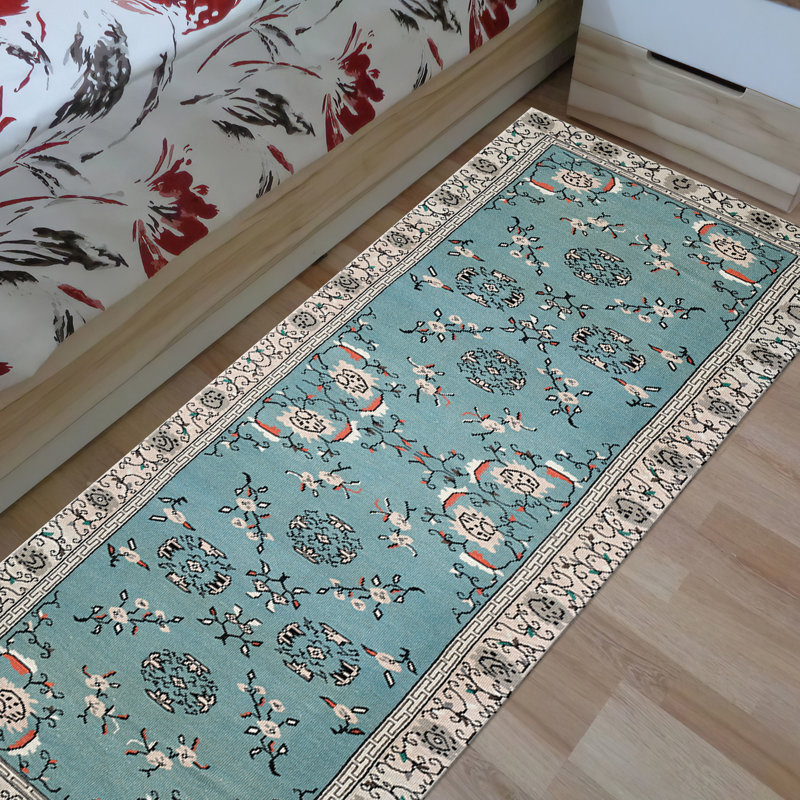 Floral Elegance in Soft Pile Printed Rug Featuring a Stunning Tapestry of Blossoms Against a Contrasting Background