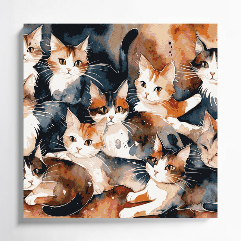«Cats Puspin», art mural sur toile, H 12 po x l 12 po
