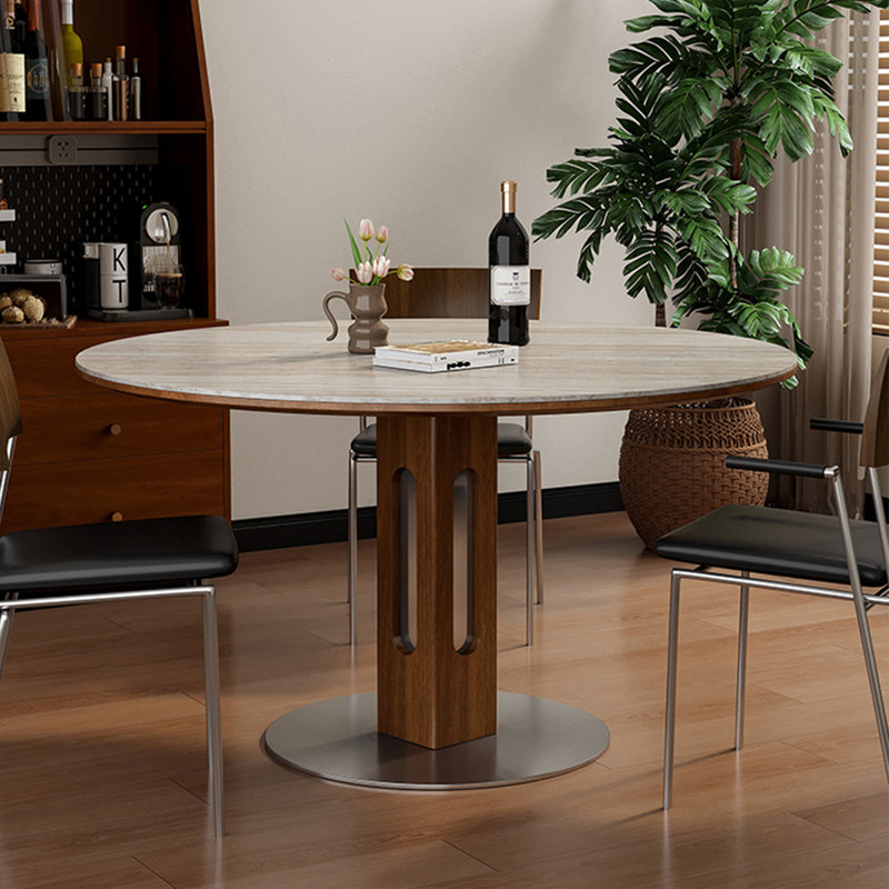 Round Sintered Stone Dining table, 29.53"H x 35.43"L x 35.43"W