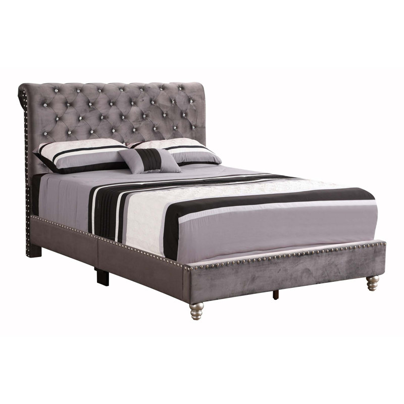 Kailyn Upholstered Sleigh Bed, Queen, Black