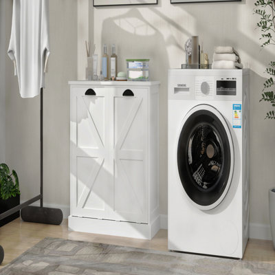2-Compartment Tilt-Out Laundry Sorter Cabinet - White