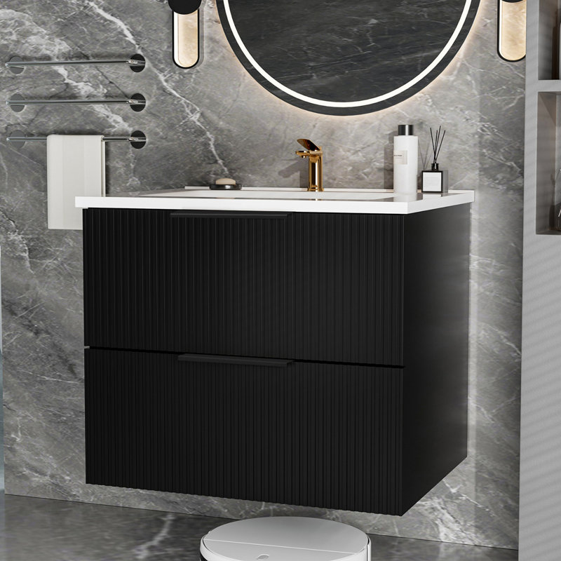 Bathroom Cabinet With Two Storage Drawers, Black
