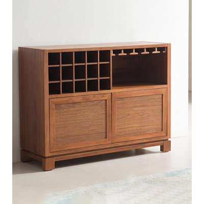  Mid Century Buffet Cabinet With Wine Storage And Cup Hanger