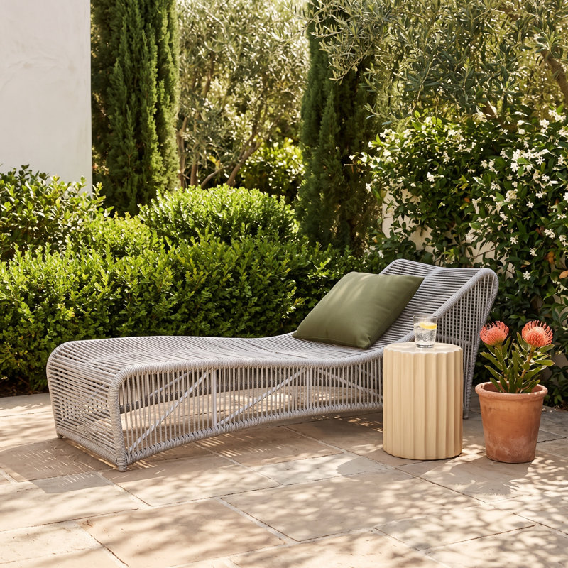 Renfri Outdoor Olefin Rope Chaise Lounge, Gray