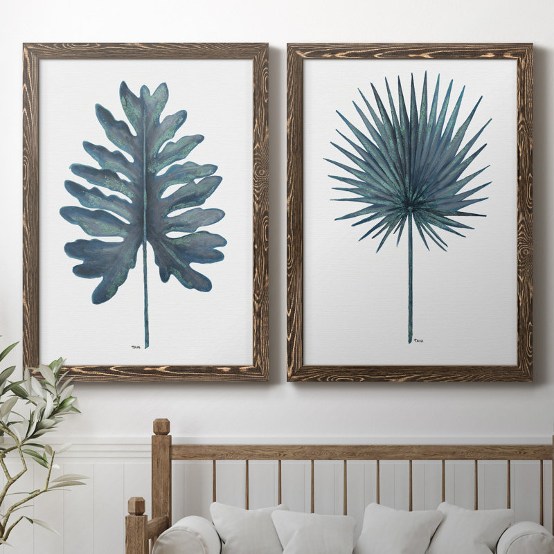«Blue Oasis I», ensemble de 2 reproductions d'art, Pas de tapis, Toile avec cadre en noyer, H 44 po x l 31 po x P 1 po