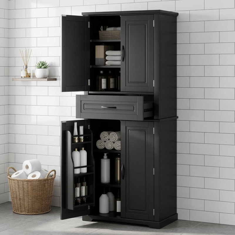 Versatile Multi-Functional Storage Cabinet with Adjustable Shelf and Drawer
