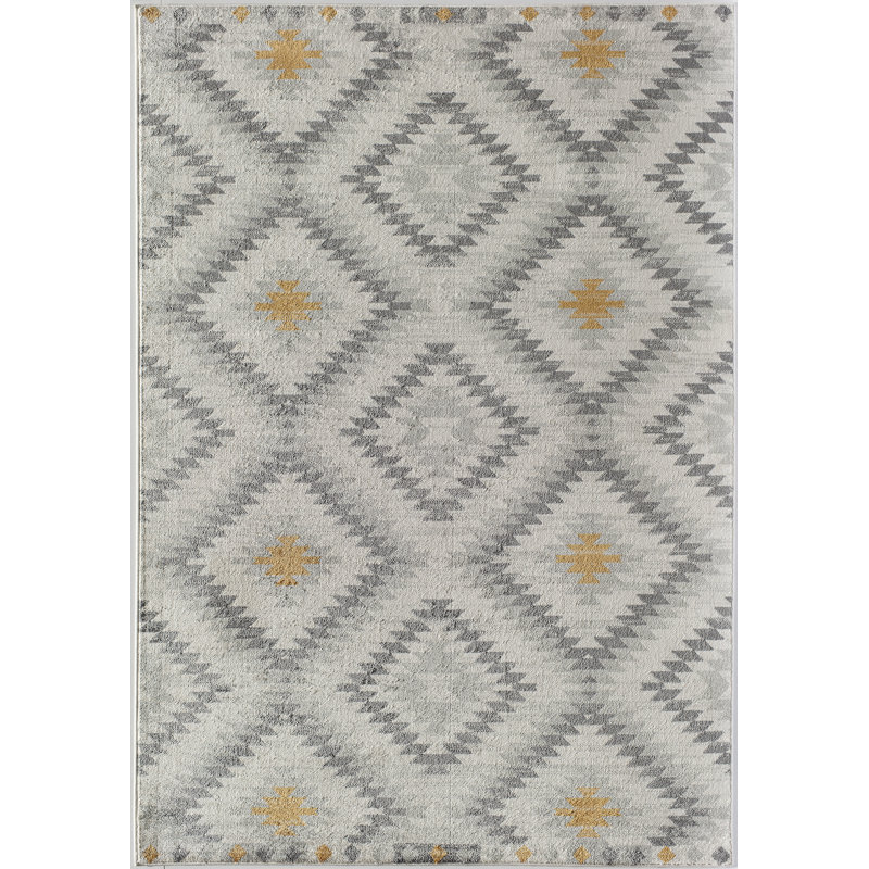 Heron Bodrum Tribal Kilim Denim Area Rug, Rectangle 2' x 4', Ivory/Orange/Silver/Gray