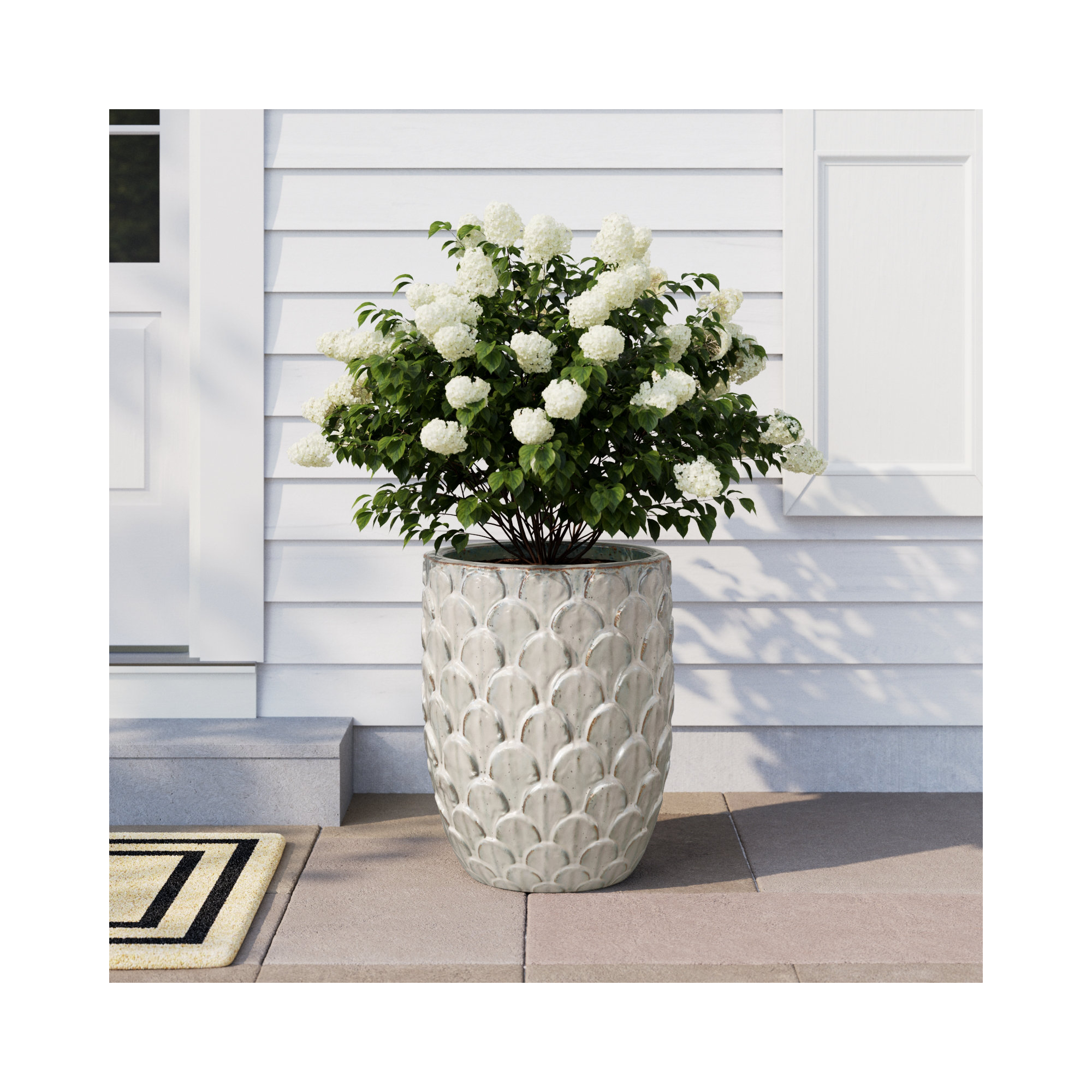Handmade Ceramic Pot Planter, 22" H x 17" W x 17" D, Gray