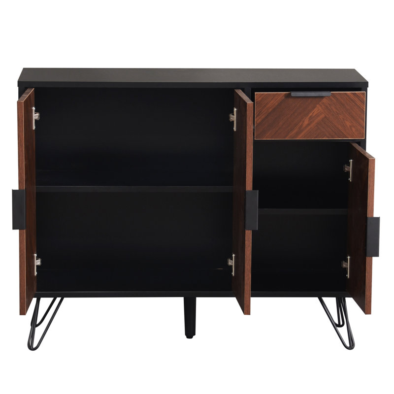 Armoire de rangement moderne, buffet avec tiroir et tablettes réglables en hauteur, Brun