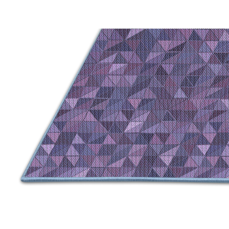 Tapis mauve en laine à motif géométrique, Rectangle 5 pi x 7 pi