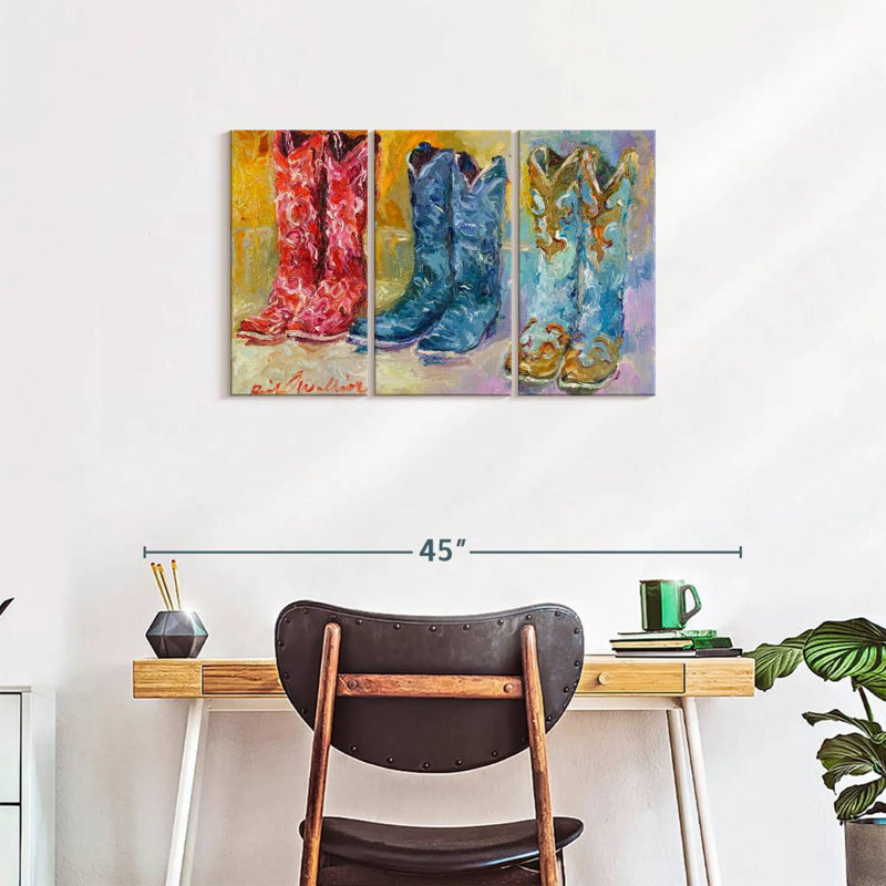 " Cowboy Boots " 3 - Pieces, 20" H x 33" W x 1.25" D