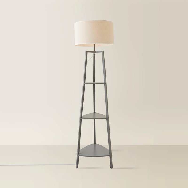 HIRU With EVA 156 Floor Lamp, Black, Yes, Natural/Black