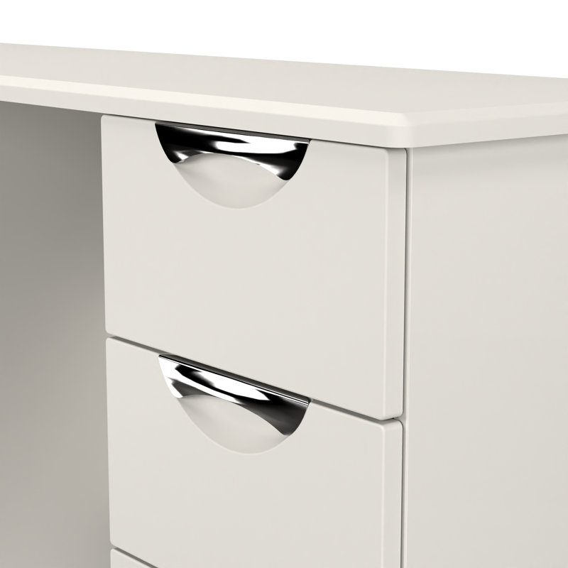 Bhodhini 6 Drawer Kneehole Desk (Ready Assembled), Grey Matt/Grey