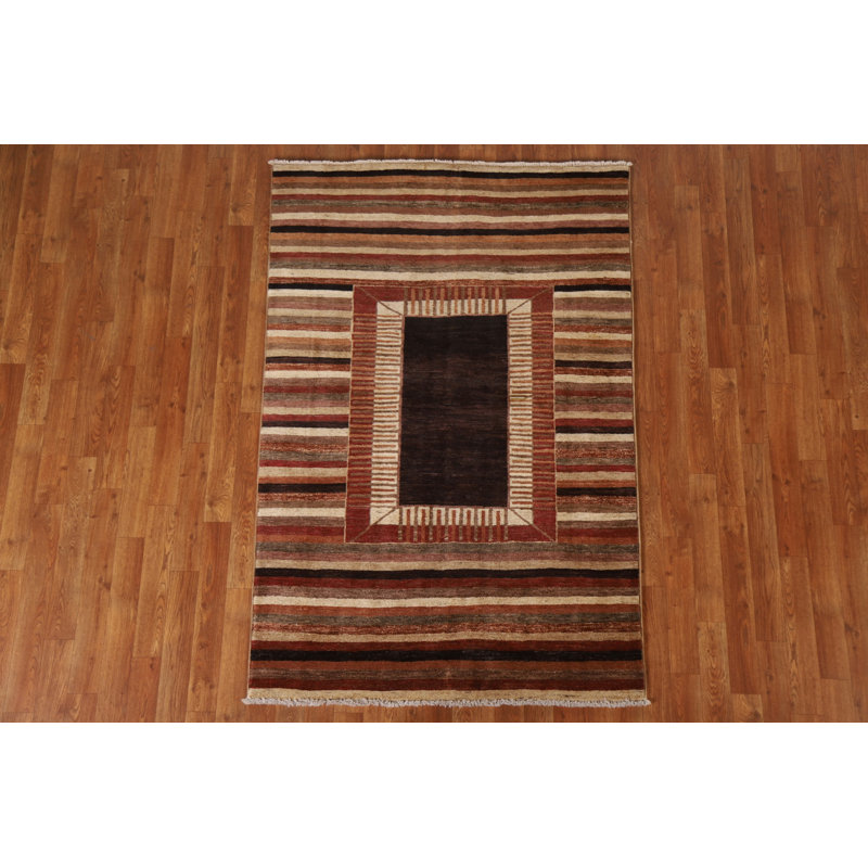 Tapis oriental rayé Gabbeh 4 x 6