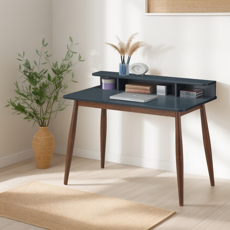 Bureau d'écriture avec huche Roskilde, Gris / Brun, H 34,4 po x l 43 po x P 23,6 po