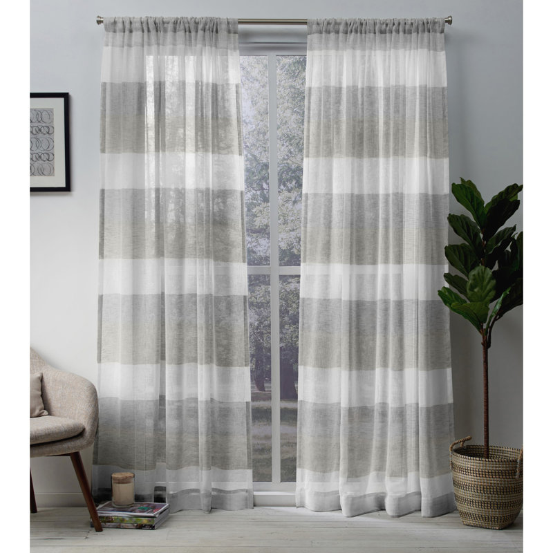 Paire de rideaux semi-transparents Erkin, l 54 po x L 84 po, Gris tourterelle