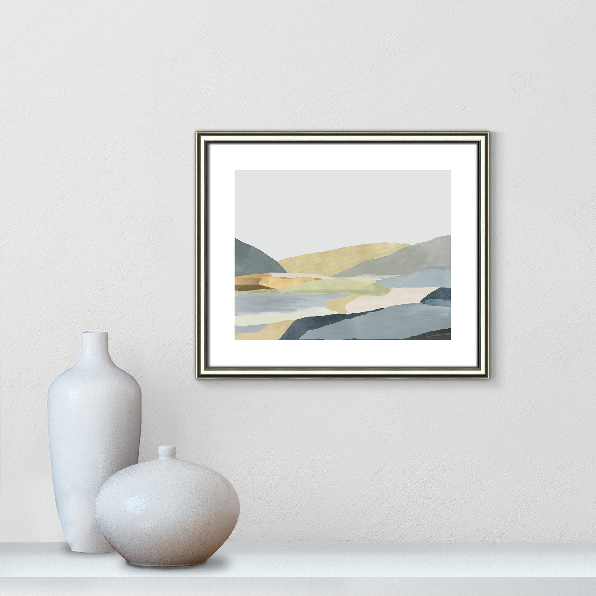 'Warm Hills II' - Picture Frame Painting Print on Paper, 17.25" H x 20.25" W x 0.88" D, Silver Framed Paper