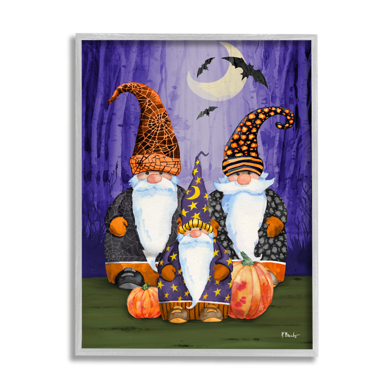 Trois gnomes d'Halloween par Paul Brent, H 30 po x l 24 po x P 1,5 po, Estampe numérique Farmhouse