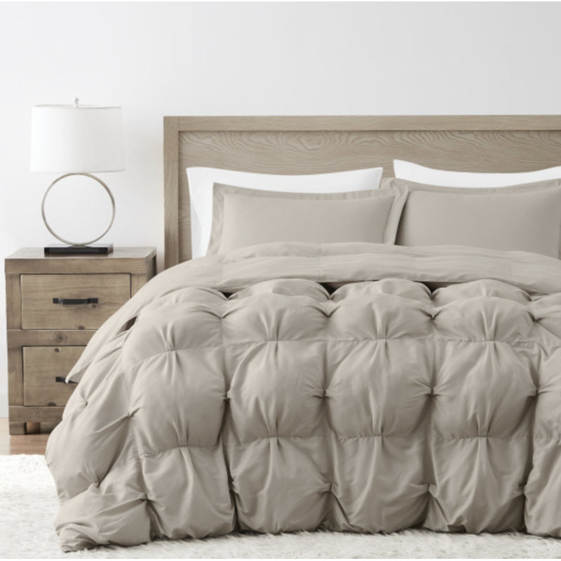 Ensemble d'édredon surdimensionné vraiment moelleux Puffer, Édredon double / grand + 2 taies décoratives sta, Beige