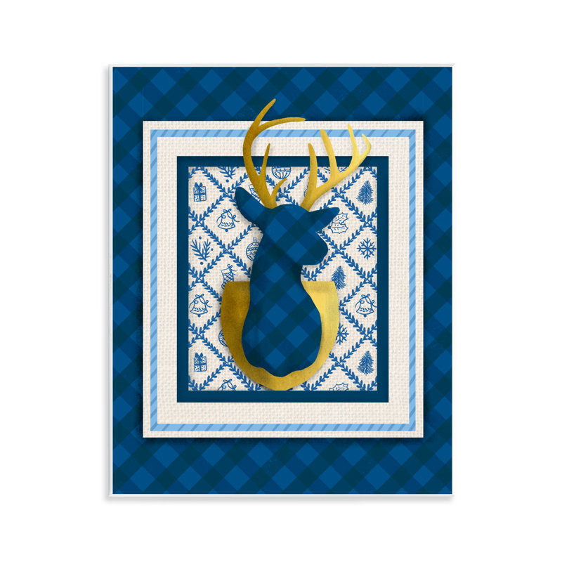 Plaque murale hivernale à motif de cerfs à motif doré, par Jilly Jack Designs