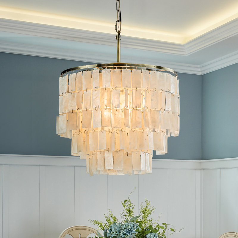 Lustre Pettisville Farmhouse Coastal Shell / Capiz, H 80 po x l 17,5 po x P 17,5 po
