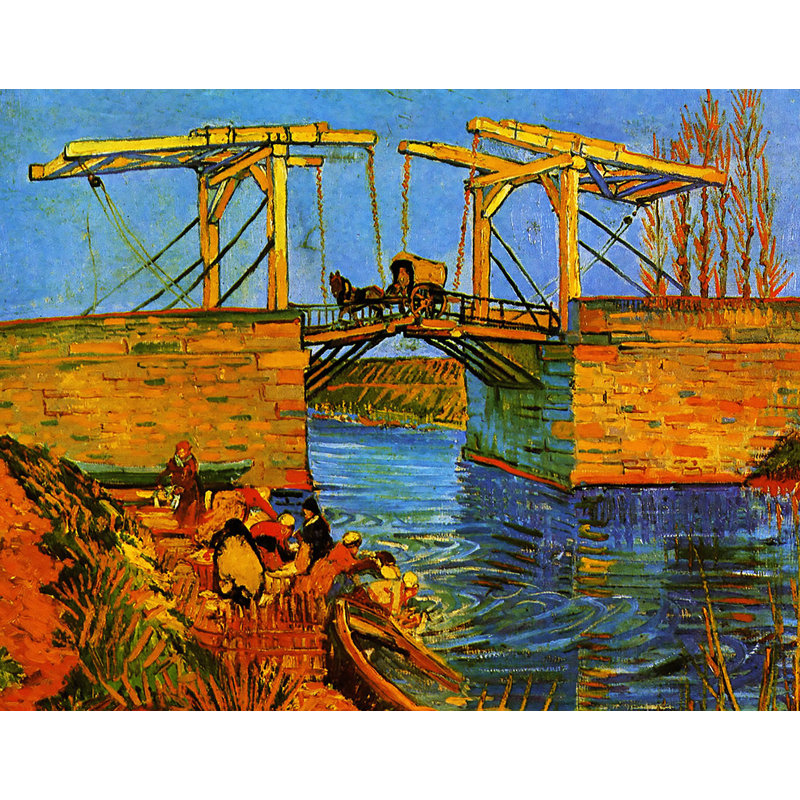 Adhésif décoratif Van Gogh's Langlois Bridge at Arles, H 14 po x l 18 po, Brun / bleu / vert