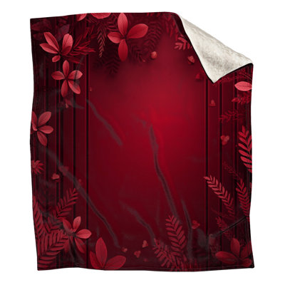 Red Floral Leaves Blankets
