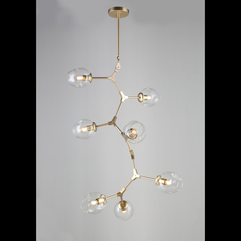 Lustre linéaire 7 lumières spoutnik modern Shumate, Or