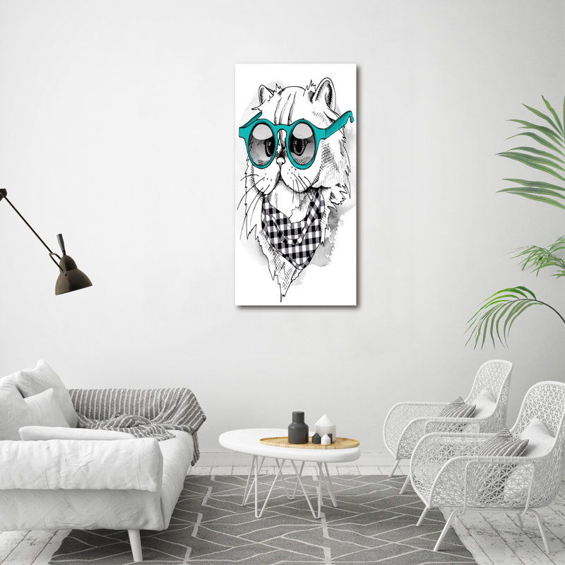 Cat With Glasses - Wrapped Canvas Print