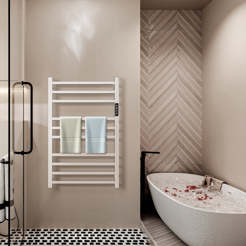 Electric Towel Warmer Wall Mount Heated Towel Rack, Mirror Polished
