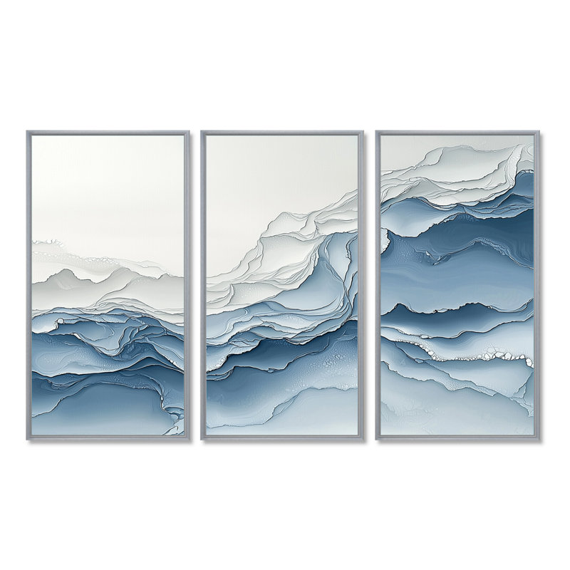 Luminous Aura Marble - ensemble d'art mural abstrait en marbre, Reproduction avec cadre flottant, Argent argent