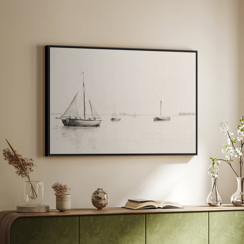 «Vintage Nautical Print-III» sur, H 27 po x l 41 po x P 2 po, Toile avec cadre flottant