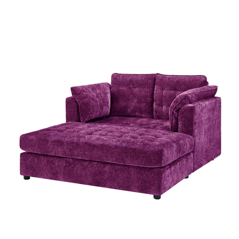 Chaise longue d'intérieur 67 po en chenille, Mauve
