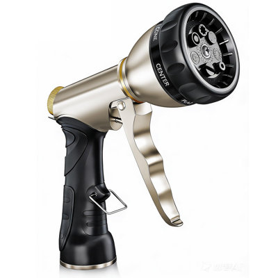 Garden Hose Nozzle,Heavy Duty High Pressure Hand Sprayer,100% Metal Water Hose Sprayer Nozzle With 7 Spray Patterns For Watering Garden,Lawns,Car Washing And Pet Washing