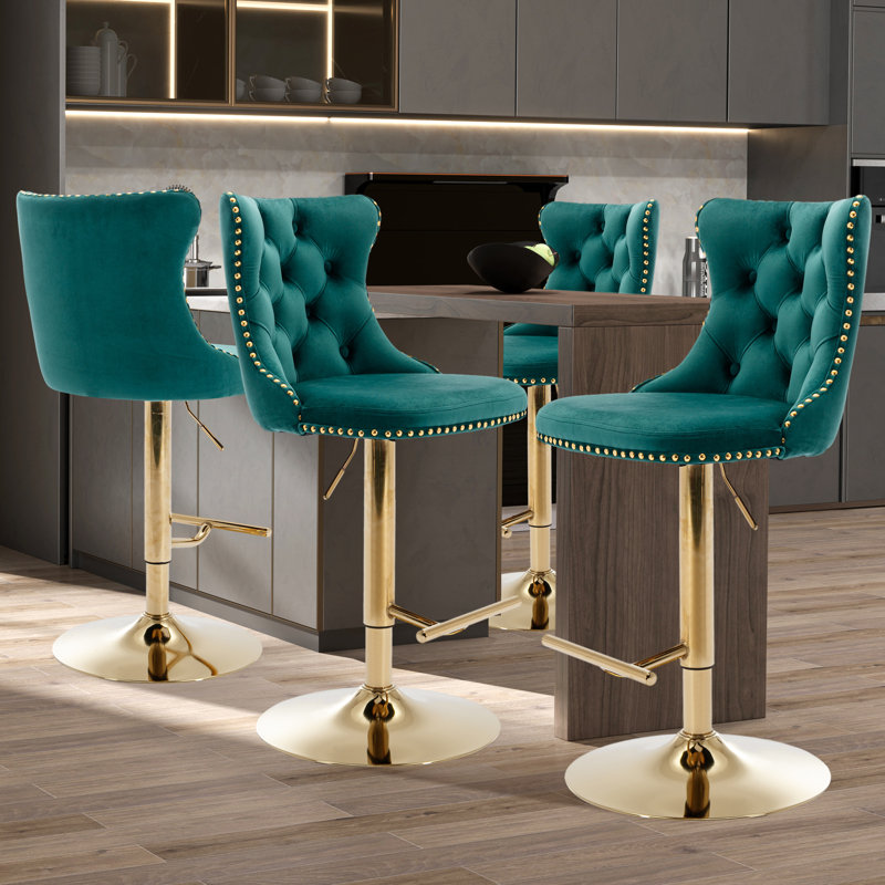 Tabourets de bar Kalinka, Or, Vert, 4
