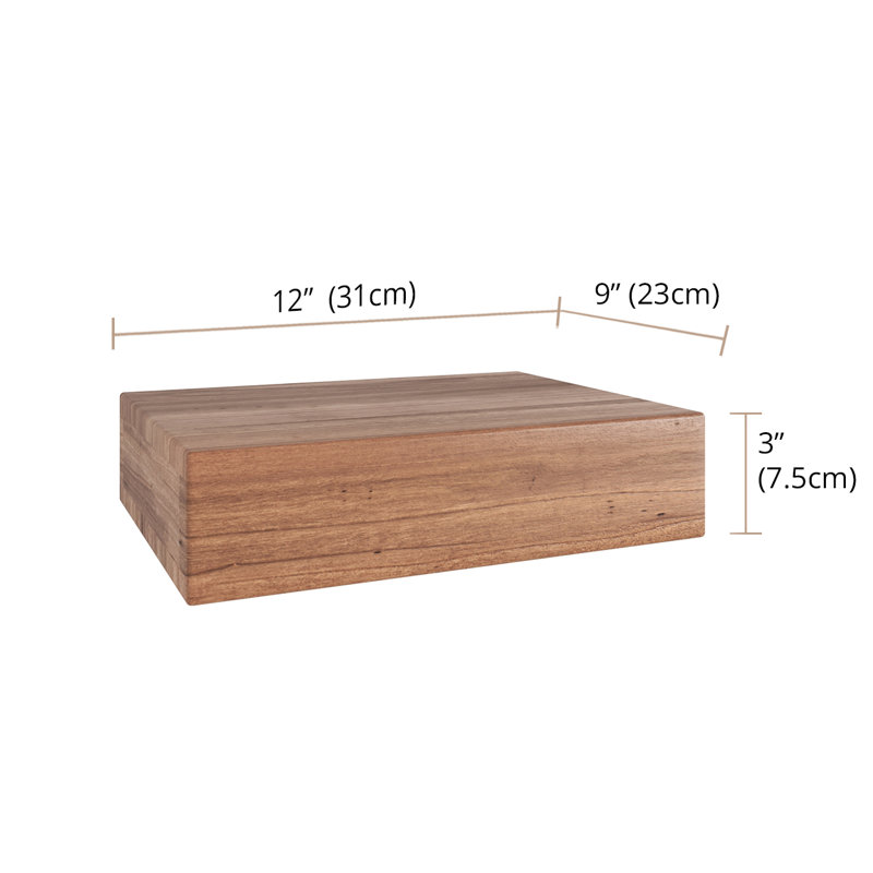 Manada Teak Floating Shelf, 3" H x 12" W x 9" D