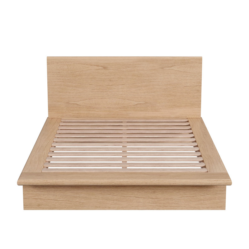 Soleil Wood Low Profile Platform Bed, Queen, Light Brown