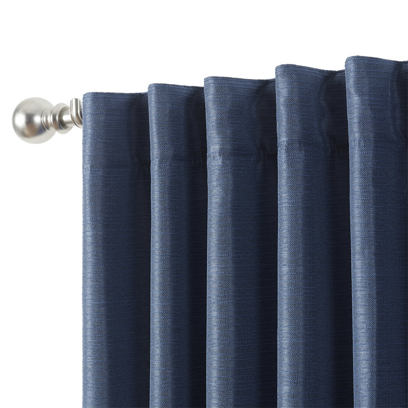 Indigo Thermal Insulated Room Darkening Back Tab Curtains