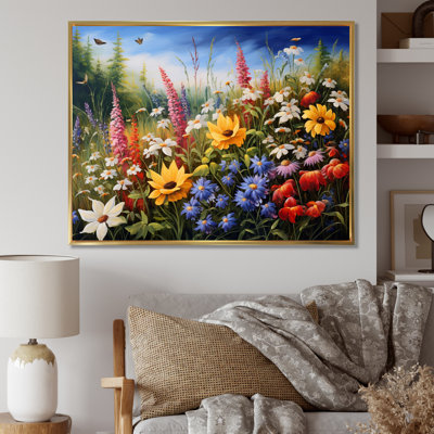 Bouquet de fleurs sauvages colorées, reproduction sur toile